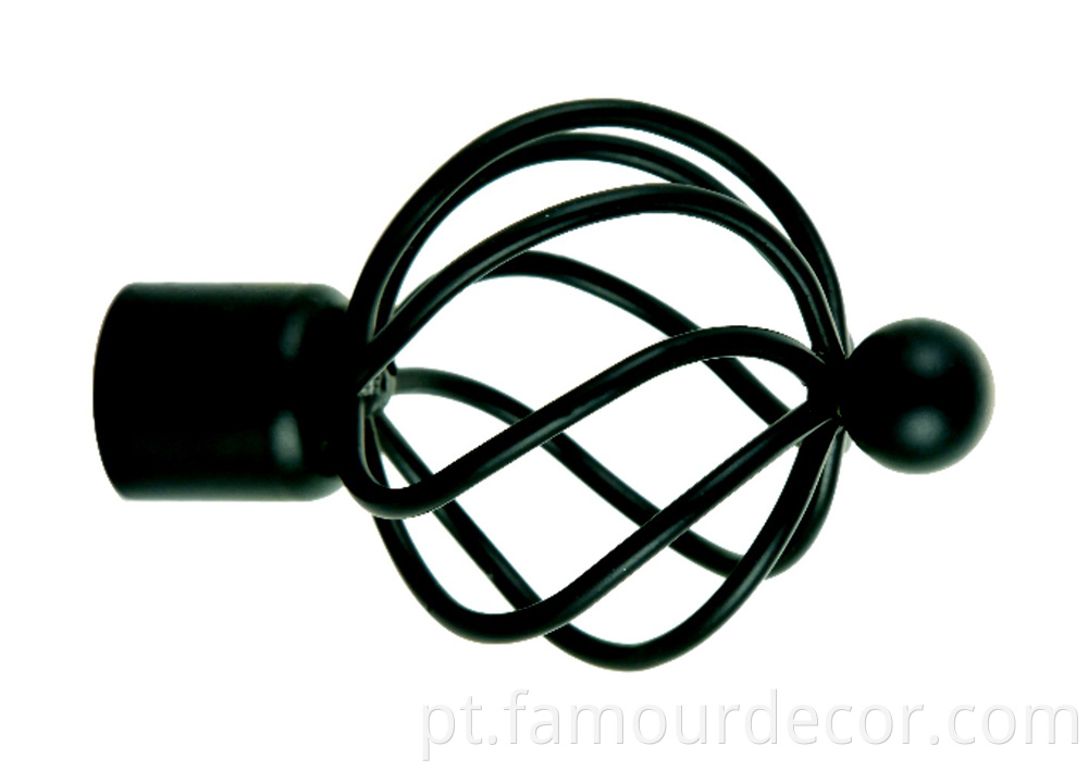 Wrought Iron Spiral Head Single Curtain Rod